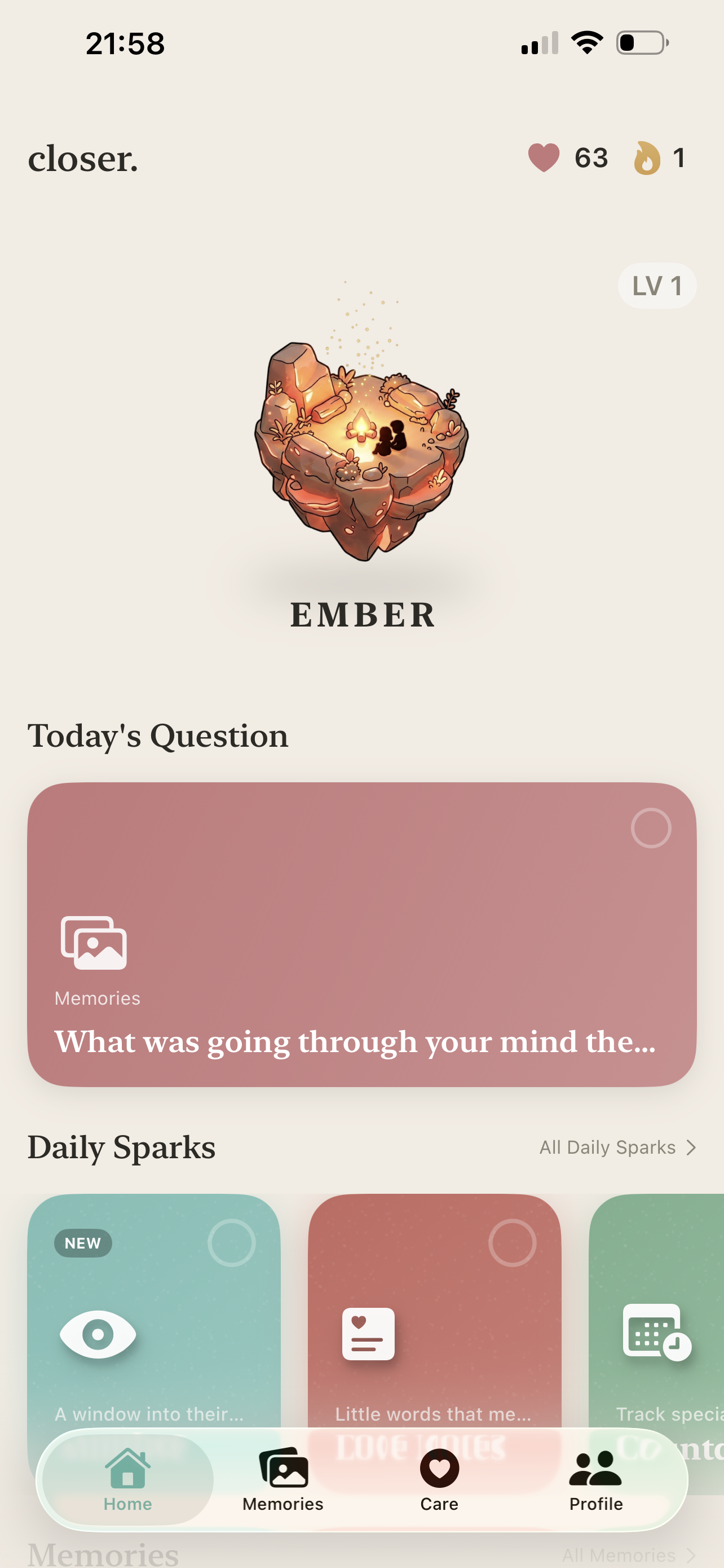 Closer app screenshot